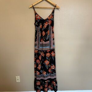Patrons of Peace Black and Orange Floral Maxi Dress